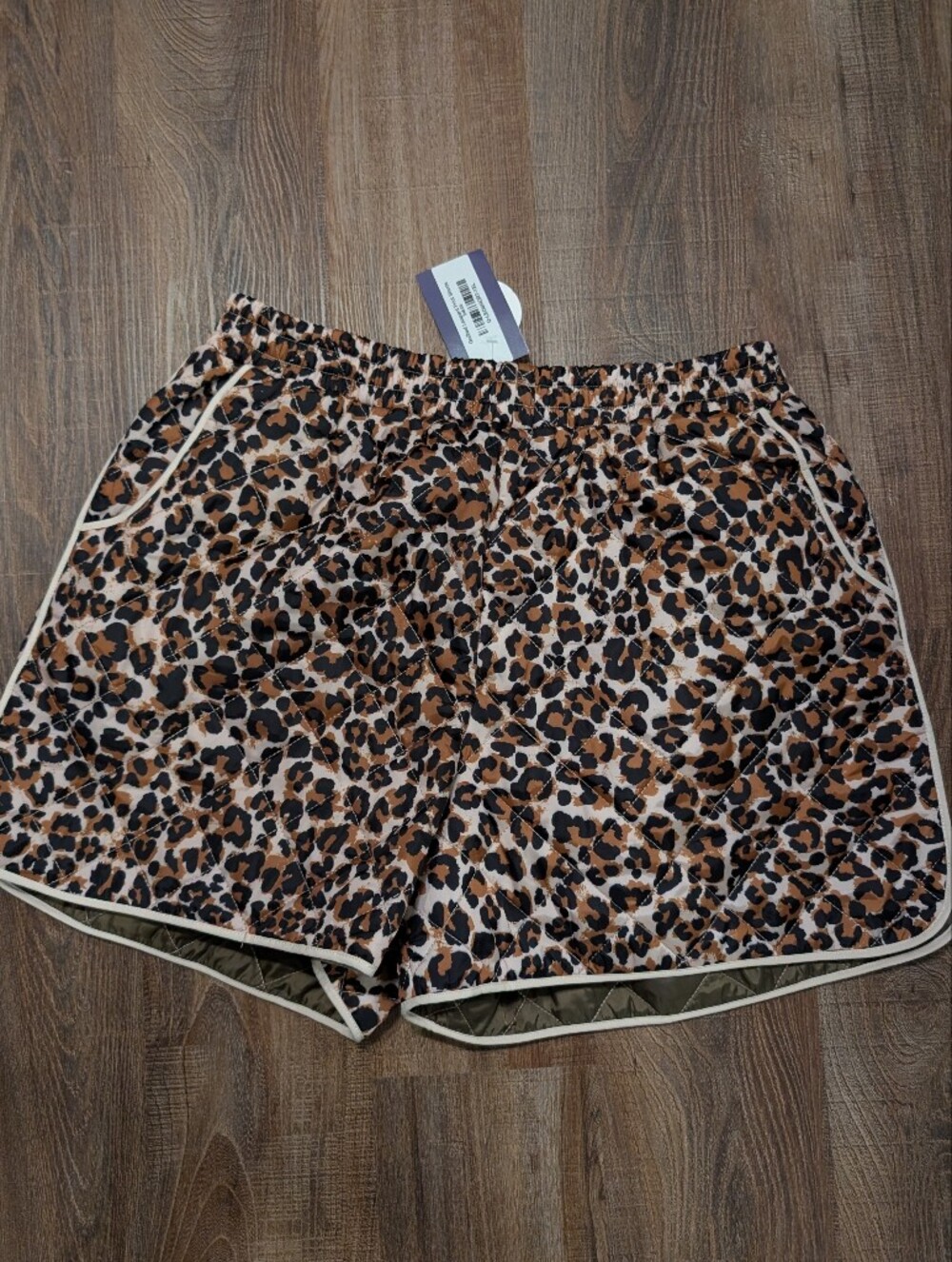 Leopard Print Quilted Shorts with Piping